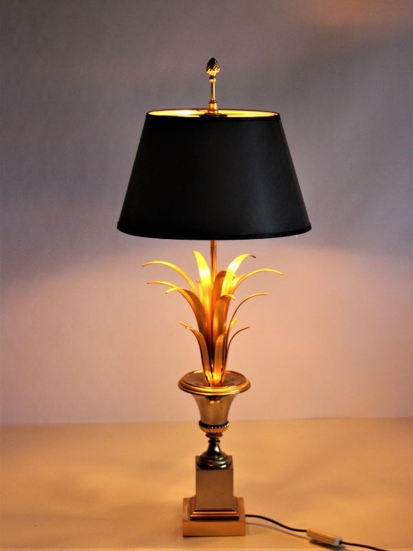Boulanger - Messing riet of palm tafellamp - groot model - jaren '70